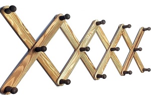 Expandable Wooden Coat <b>Rack</b> Hanger Accordion Wall Mounted Pine Wood Hooks Handmade Vintage Expanding for Hats Bags & Rooms - Product Image 6