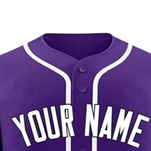 Camiseta de béisbol morada personalizada con botones, camiseta de béisbol de equipo con nombre y número personalizados, poliéster transpirable de secado rápido - Product Image 4