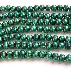 Cuentas de Perlas de Agua Dulce Verdes en Forma de Patata de 7-8 mm, Perlas Verdes Naturales de Gran Tamaño, Cuentas Redondas para Hacer Joyas, Hilo de 15 Pulgadas - Product Image 5