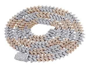 Hip Hop VVS Claridad Diamante redondo tachonado en cadena de eslabones cubanos de plata S925 para hombres - Product Image 2