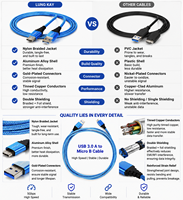 Cable de Datos USB 3.0 Tipo A Macho a Micro B Macho LUNG KAY, Cable para Disco Duro Externo HDD, Transferencia de Alta Velocidad
