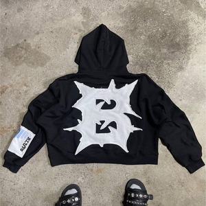 Sudaderas con capucha para hombre con logotipo personalizado al por mayor, Jersey de algodón de gran tamaño 100%, sudaderas bordadas de peso pesado sin cordón para primavera - Product Image 4