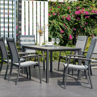 Ensemble de salle à manger moderne Lifestyle Garden Urbanite Panama gris métallisé 6 places, non pliable, avec structure en acier durable