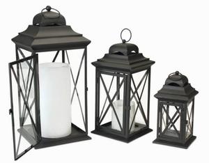 Set of 3 <b>Black</b> Lantern Style Garden Metal Hurricne Lantern Easy-to-Place Outdoor Iron <b>Candle</b> <b>Holder</b> for Christmas Decor - Product Image 3