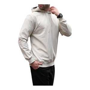 เสื้อฮู้ดขนแกะขนาดใหญ่สำหรับฤดูหนาวสำหรับผู้ชายใหม่2025โลโก้ที่กำหนดเองได้อย่างมีสไตล์100% ถักสีพื้นแบบไม่มีเชือกกันหดแห้งเร็ว - Product Image 3