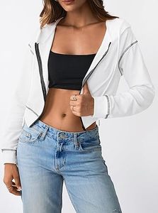 Sweat-shirt à capuche court zippé de qualité supérieure OEM, style streetwear, 100% coton, haut court pour femmes, sweat-shirts pour femmes - Product Image 3