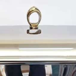 Plat de service en laiton et acier avec couvercle pour la maison Restaurants et ustensiles de cuisine décor de plat de service de nourriture plat de service couleur argent - Product Image 3