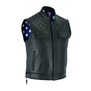 Gilet de moto de haute qualité sur mesure pour hommes grande taille en cuir de vachette avec logo durable gilet d'hiver en gros - Product Image 1