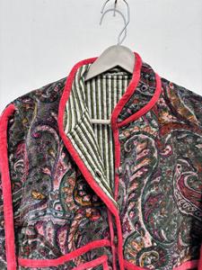 Best Selling Women's Winter Jacket Handmade India Full Sleeves Reversible Short <b>Velvet</b> Soft Cotton Quilted Printed Embroidery - Product Image 5