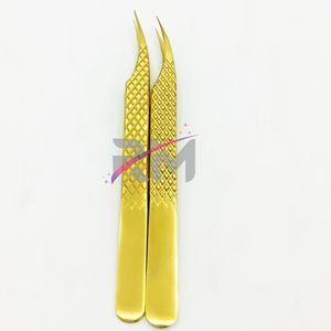 RMI prix de gros produit extension de cils pince à épiler poignée en diamant point d'isolement droit couleur plasma or - Product Image 1