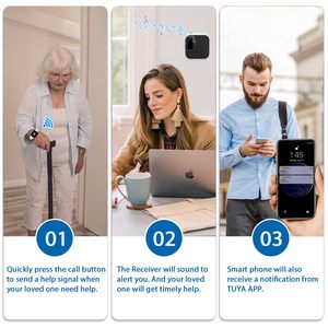 Daytech wifi không dây nút gọi máy nhắn tin người chăm sóc hệ thống cảnh báo cho người già nhà khẩn cấp cuộc sống hệ thống đáp ứng - Product Image 6