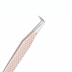 Pince à épiler incurvée en acier inoxydable enduite de pêche légère personnalisée de haute qualité pointe pointue pour cils volumineux - Product Image 5