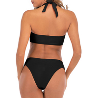 Best Verkopende Custom Design Vrouwen Tweedelige Bikini Effen Zwarte Badkleding Voorkant Aangepast Gepersonaliseerd Print Patroon Snel Droog
