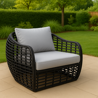 Ensemble de canapé d'extérieur moderne en rotin pliable et imperméable avec coussins moelleux et table à plateau en verre pour hôtel, cour, jardin, balcon/terrasse