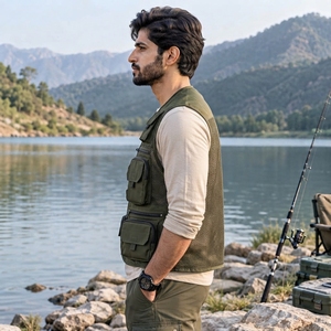 <b>Men</b> Fishing <b>Vest</b> Featuring Durable Performance Fabric Multiple Storage Compartments Comfortable Fit Quick Dry Construction - Product Image 4