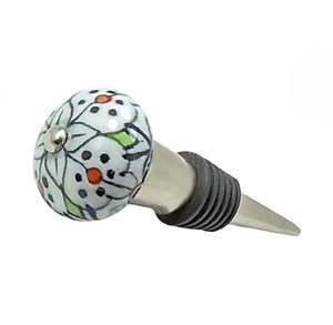 Bouchon de vin en céramique et en silicone de haute qualité pour exportation Bouchon de bouteille en fonte peint à la main Logo personnalisé Caractéristique sous vide Article cadeau - Product Image 1