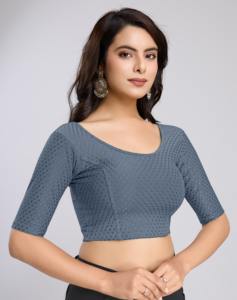 Trendmalls chemisier décontracté pour femme Dobby coton élastine extensible tissé uni teint nœud manches raglan demi-manche lavable - Product Image 2