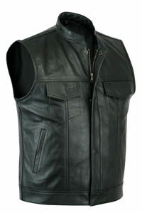 Gilet en cuir véritable pour motard, respirant, hiver, personnalisé, Sons Anarchy, haute qualité, écologique, bouton, vente chaude, OEM - Product Image 4