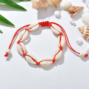 Pulseras de cauri natural unisex elegantes y lujosas, pulsera al por mayor con concha de cauri blanca y cuerda colorida - Product Image 3