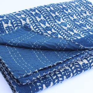 Cubrecama Kantha de Jaipur Hecho a Mano, Manta Decorativa con Estampado Hecho a Mano, para Sofá o Cama, para Uso Doméstico - Product Image 6