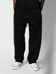 Custom Logo Washed <b>Black</b> Fleece Joggers men's pants washed Streetwear Drawstring Waist Modern Casual Daily Wear <b>Fabric</b> Comfort - Product Image 4