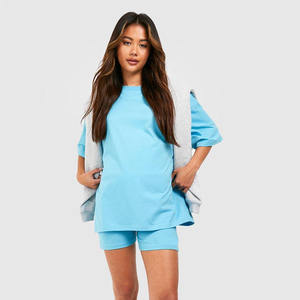 2025 été femmes t-shirt 100% coton personnalisé blanc t-shirt et short ensemble Logo personnalisé femmes ensembles à vendre - Product Image 3