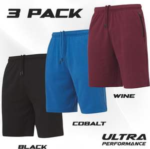 Lot de 3 shorts de sport ultra performants pour homme avec logo sur le devant et poches zippées Motif uni teint écologique - Product Image 6