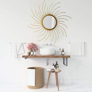 Espejo de Pared Moderno con Marco Redondo de Hierro y Acabado Plateado |   Espejo Colgante de Metal de Lujo para Decoración del Hogar, Sala de Estar, Dormitorio - Product Image 2