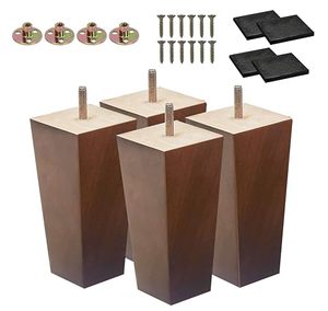 Pieds de meubles de remplacement de 15 cm en bois massif, style moderne du milieu du siècle, pieds en bois de noyer pour canapé et lit - Product Image 1