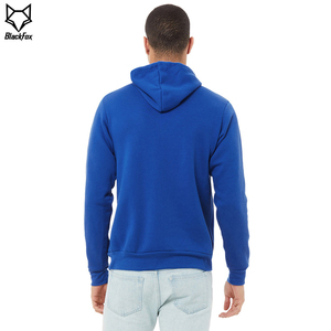 Men's <b>Royal</b> <b>Blue</b> Hooded Sweatshirt Regular Fit Cotton <b>Fleece</b> Casual Pullover With Front Pocket - Product Image 3