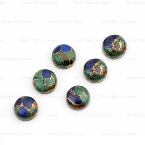 Recién llegado, cabujón circular de 10mm, piedra preciosa suelta calibrada Lisa compuesta de cobre azurita de alto pulido Natural para joyería - Product Image 5