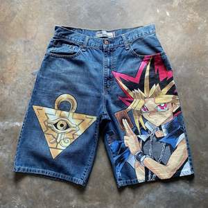 กางเกงยีนส์ทรงแบ็กกี้โอเวอร์ไซส์ของผู้ชายสไตล์วินเทจพิมพ์ลายดิจิตอลลวดลายทึบสบายและเป็นมิตรกับสิ่งแวดล้อม - Product Image 4