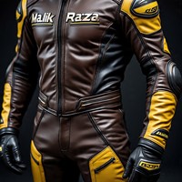 Traje de motocicleta de cuero personalizado por Malik Raza | Cuero de grano completo con color personalizado, opciones de logotipo y protección CE