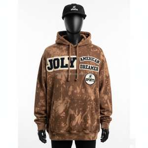 Sweat-shirt unisexe surdimensionné en coton brossé doux, lavage à l'acide, 400 GSM, logo brodé en chenille personnalisé, sweat-shirt basique - Product Image 1