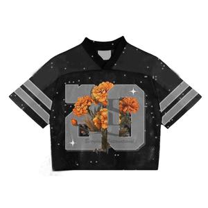 เสื้อเจอร์ซีย์ฟุตบอลแบบอเมริกันเสื้อฝึกฟุตบอลระบายอากาศเสื้อตาข่ายปักลาย - Product Image 3