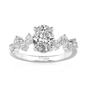 Jeulia Classic Oval Heartbeat Engagement <b>Ring</b> with White Gold Copper Setting - Product Image 1