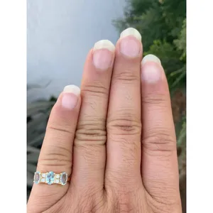 14k Gold Aquamarine Diamond <b>Ring</b> Elegant Jewelry for Women - Product Image 2