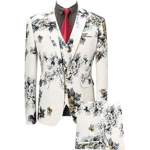 Elegante traje de cuello mandarín estampado esmoquin traje de estambre doble botonadura a rayas hombres traje de pana traje de graduación vestidos de moda - Product Image 6