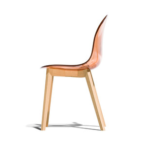 Chaise de salle à manger italienne moderne en bois massif avec structure à 4 pieds et coque ergonomique en polycarbonate. Conception polyvalente pour la maison et le bureau. - Product Image 2