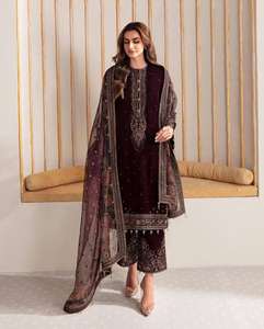 Ropa de invierno de India y Pakistán, vestidos para mujer, Salwar Kameez, terciopelo bordado de alta calidad para mujer, Shalwar Kameez - Product Image 6