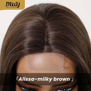 Alissa C-DWY Natural <b>Brown</b> MINI LACE Part Glueless Synthetic <b>Wig</b> Long Lace Front Comfortable and Fashionable - Product Image 3