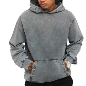 Custom Made Heavyweight Pullover Acid Washed <b>Grey</b> <b>Hoodies</b> for <b>Men's</b> Solid Color Quick Drying Fashionable <b>Men's</b> <b>Hoodies</b> - Product Image 1