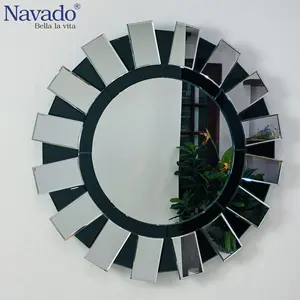 Home Modern Furniture 8-layer Silver Coated Glass art deco wall mirror 80*80cm With Good Quality And Price