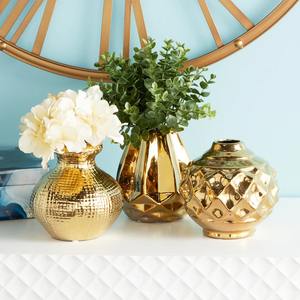 Juego de 3 Jarrones Decorativos con Diseño de Maceta en Acabado Dorado, Perfectos para Decoración del Hogar, Centros de Mesa y Arreglos Florales Elegantes - Product Image 1
