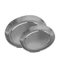 Bandeja pulida con espejo de acero inoxidable de Calidad exclusiva con asas de cuero para vajilla Servidor de mesa Bandeja de comida en la India