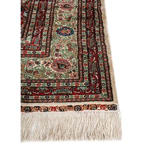 Alfombra de Seda Gulmarg Pae-5236 Anudada a Mano, 9x12, con Patrón de Medallón Verde, para el Hogar, Sala de Estar, Adolescentes, Estilo Tabriz Hecha a Mano - Product Image 4