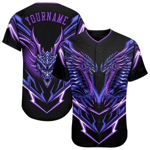 Jersey de béisbol auténtico monstruo 3D morado negro personalizado - Product Image 1