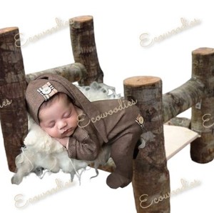 Live Edge Bois Infant Lit Prop Toddler Sitter Bed Props Rrustic Handmade Photo Props Lit de bébé en bois, Accessoires pour chiots, Petit accessoire de lit - Product Image 4