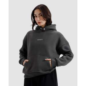 Sweat à capuche essentiel en molleton 100 % coton, délavé à l'acide, avec broderie 3D et impression sérigraphiée, taille XL - Product Image 6