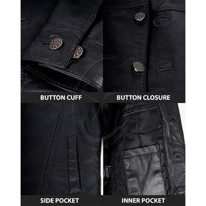 Veste en cuir personnalisée pour hommes Vestes en cuir de camionneur style vintage en cuir d'agneau véritable coupe-vent et respirant pour hommes - Product Image 6